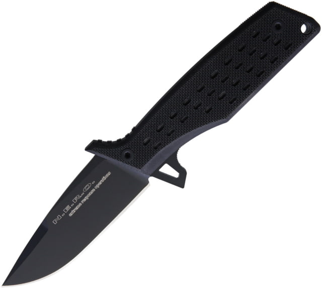 Fox NERO Fixed Blade Knife 4.25" black Teflon coated Bohler N690 stainless bl Black textured G10 handle