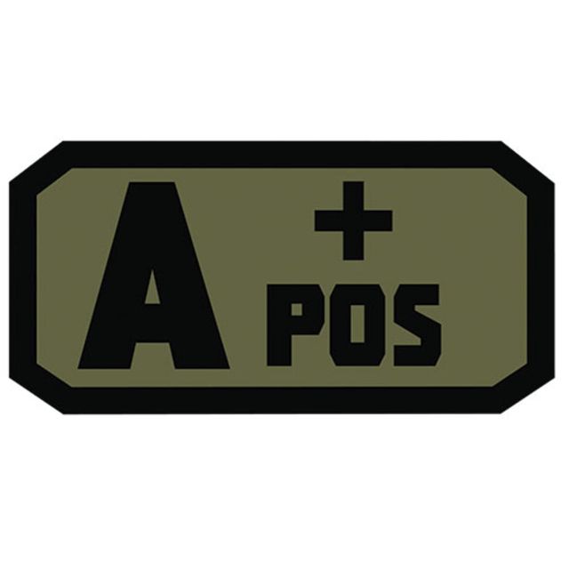 Fox Outdoor Medical and Morale Patches A Pos - Black/Olive Drab - Fox Outdoor