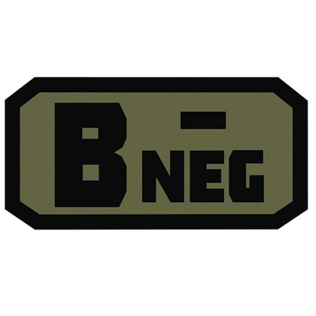 Fox Outdoor Medical and Morale Patches B Neg - Black/Olive Drab - Fox Outdoor