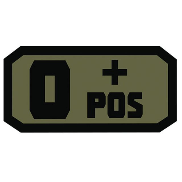 Fox Outdoor Medical and Morale Patches O Pos - Black/Olive Drab - Fox Outdoor
