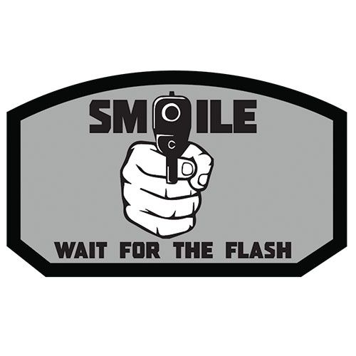 Fox Outdoor Medical and Morale Patches Smile Wait For Flash - Grey - Fox Outdoor