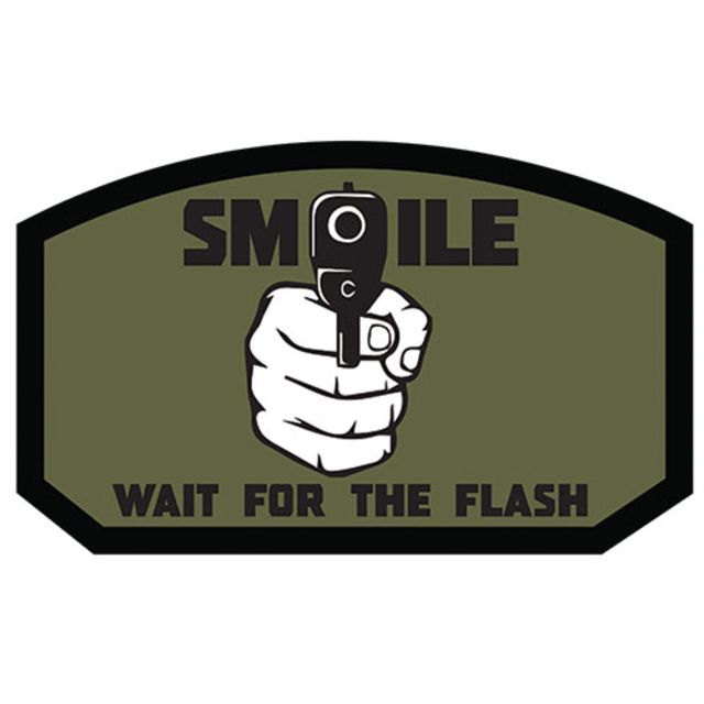 Fox Outdoor Medical and Morale Patches Smile Wait For Flash - Olive Drab - Fox Outdoor