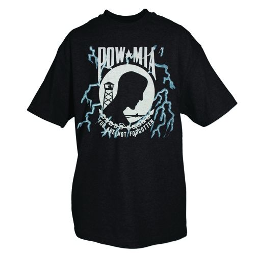 Fox Outdoor Themed One-Sided Imprinted T-Shirts, POW/MIANot Forgotten / Black, 2XL, 64-46 XXL