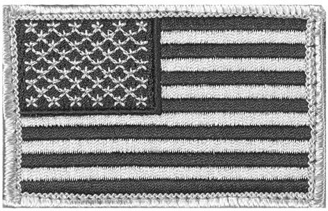 Fox Outdoor USA Flag Patch Silver Grey/Black - Left Face 099598848897 - Fox Outdoor