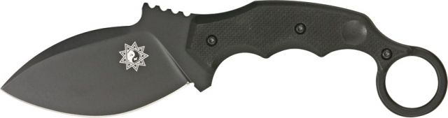 Fox Parong Fighting Knife Fixed Blade Knife 3.75in Stainless Blade Black G10 Handle FOX