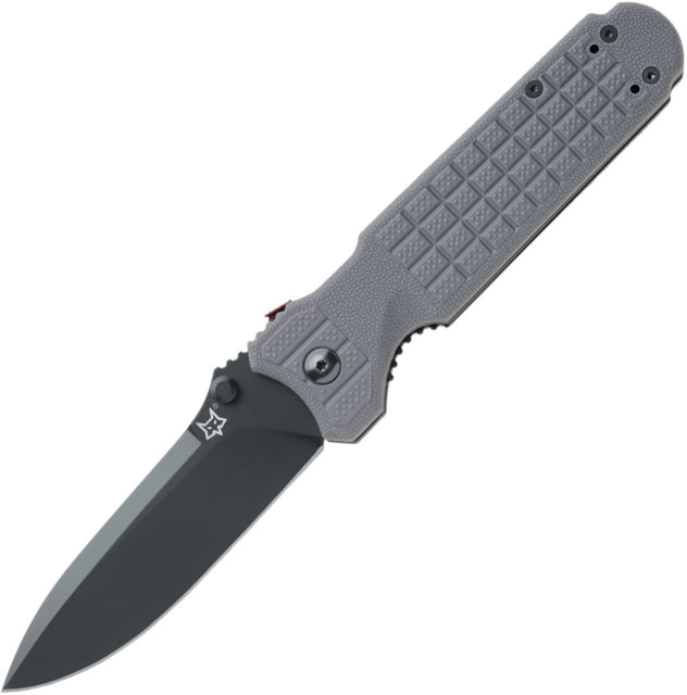 Fox Predator II Linerlock Folding Knife 3.75in black PTFE coated Bohler N690 stainless blade Gray textured G10 handle - Fox