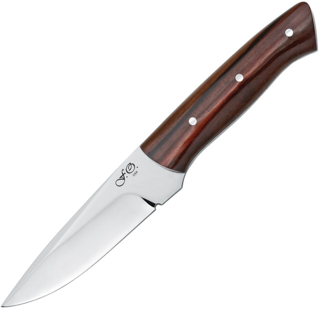 Fox Puukox Fixed Blade Knife 4.25" mirror finish stainless blade Brown wood handle