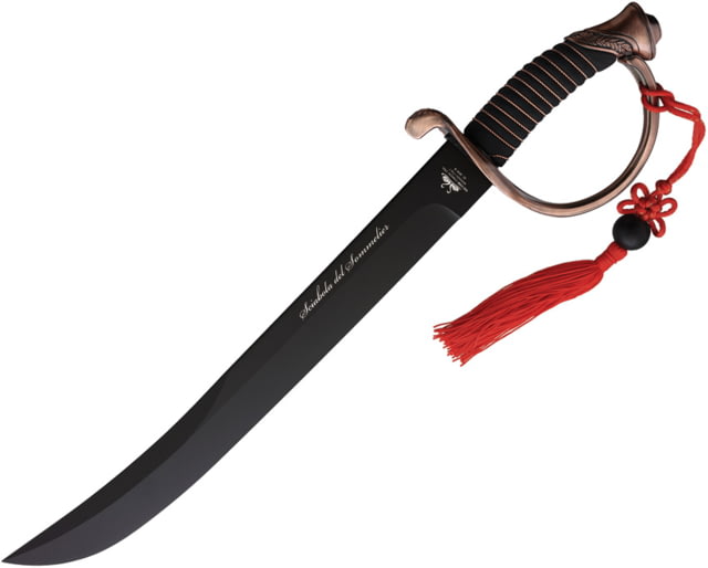 Fox Sommelier Saber Black Knife 15.75" black finish T6MoV stainless blade Black wire wrapped handle - Fox