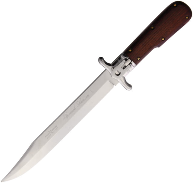 Fox Special Hunter Knife 7.5" satin finish 440 stainless clip point blade Brown wood handle - Fox