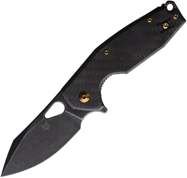 Fox Yaru CF Folding Knife 4in Closed 3in Black Stonewash Bohler M390 SS Blade Carbon Fiber Handle