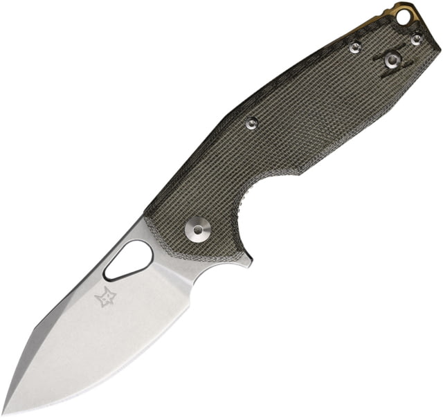 Fox Yaru OD Micarta Folding Knife 4in Closed 3in Stonewash Bohler M390 SS Blade OD Green Canvas Micarta Handle - Fox