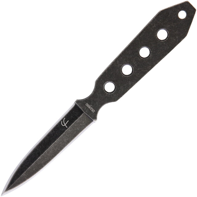 Fred Perrin La Dague Knife 3" black stonewash finish double edge 440C stainle One-piece construction - Fred Perrin