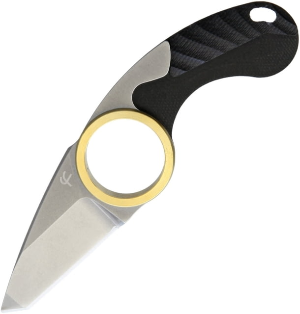 Fred Perrin La Griffe to Pliante Folding Knife 1.5in Stonewash 440C SS Tanto Blade Black G10 Handle Finger Ring Black Kydex Sheath - Fred Perrin