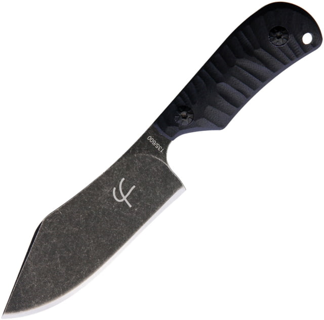 Fred Perrin Le Baby Bowie Knife 4" black stonewash finish 440C stainless clip poin Black sculpted G10 handle - Fred Perrin