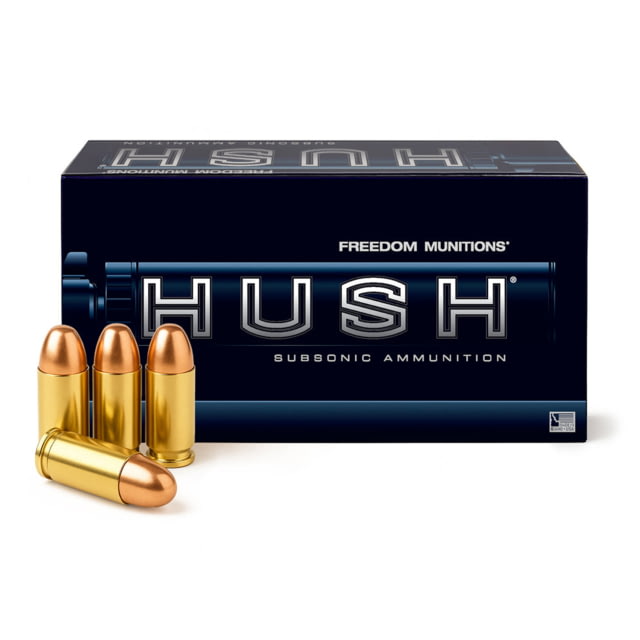 edom Munitions HUSH Subsonic 9mm Luger 147 Grain Round Nose Brass Pistol 50 Rounds Ammo