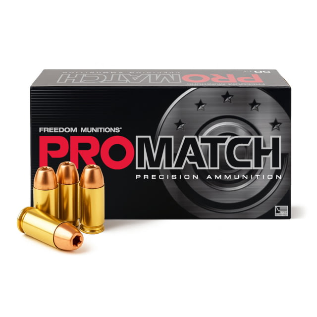 Freedom Munitions ProMatch .40 S&W 180 Grain Hollow Point Brass Pistol Ammo 50 Rounds edom Munitions ProMatch .40 S&W 180 Grain Hollow Point Brass Pistol 50 Rounds Ammo