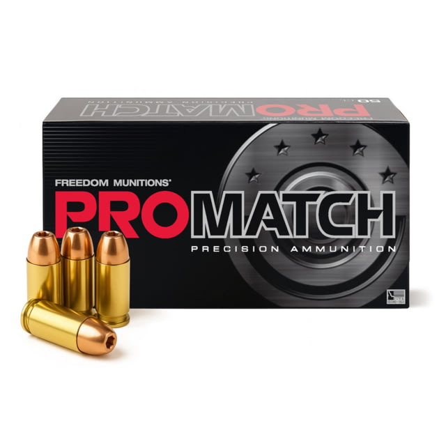 Freedom Munitions ProMatch .45 ACP 200 Grain Hollow Point Brass Pistol Ammo 50 Rounds edom Munitions ProMatch .45 ACP 200 Grain Hollow Point Brass Pistol 50 Rounds Ammo