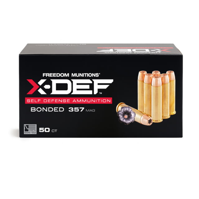 Freedom Munitions X-DEF Defense .357 Magnum 125 Grain Hollow Point Brass Pistol Ammo 50 Rounds edom Munitions X-DEF Defense .357 Magnum 125 Grain Hollow Point Brass Pistol 50 Rounds Ammo