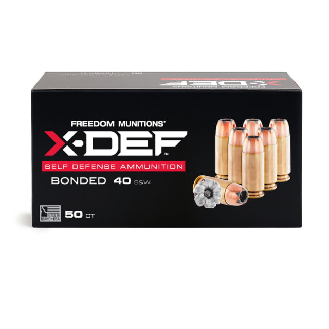 Freedom Munitions X-DEF Defense .40 S&W 165 Grain Hollow Point Brass Pistol Ammo 50 Rounds edom Munitions X-DEF Defense .40 S&W 165 Grain Hollow Point Brass Pistol 50 Rounds Ammo