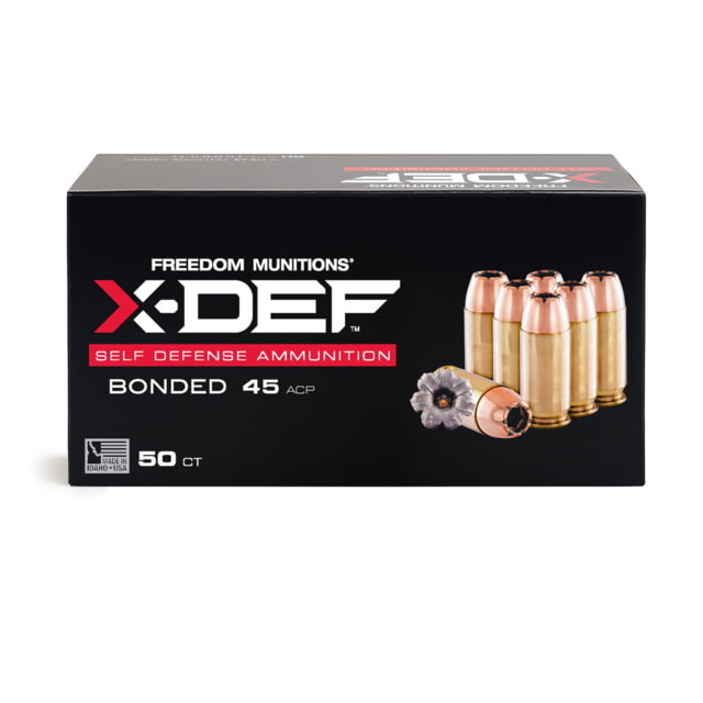 edom Munitions X-DEF Defense .45 ACP 200 Grain Hollow Point Brass Pistol 50 Rounds Ammo