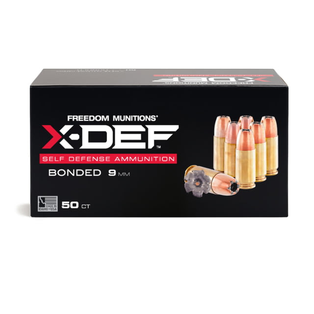edom Munitions X-DEF Defense 9mm Luger 115 Grain Hollow Point Brass Pistol 50 Rounds Ammo