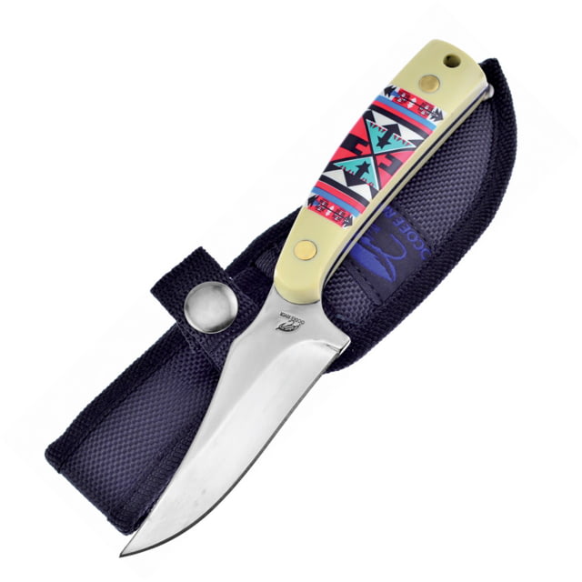 Frost Aztec Skinner White Knife 3" satin finish stainless blade White synthetic handle - Frost