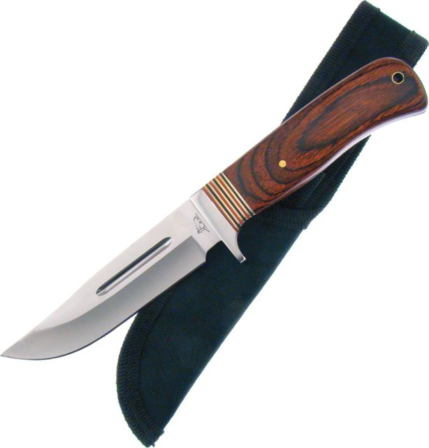 Frost Blackhills Northern Fixed Blade Knife 4.5in Stainless Blade Brown Pakkawood Handle F - Frost