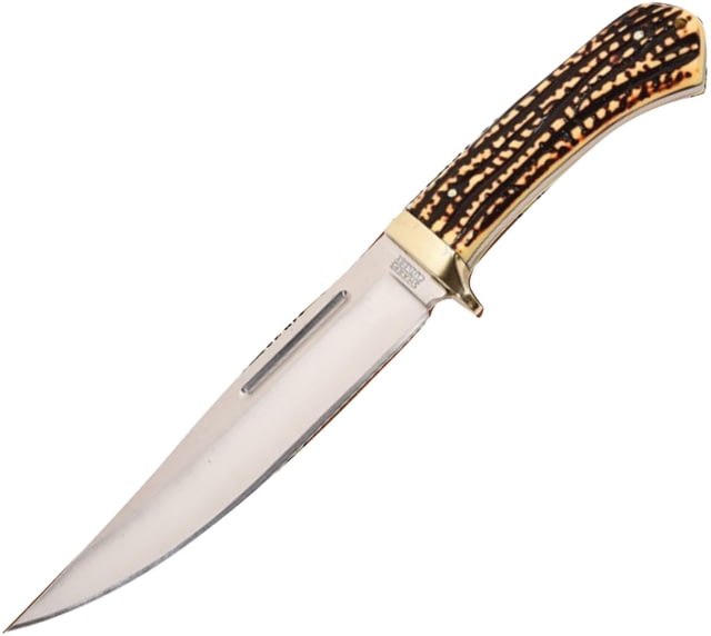 Frost Bowie Copper Guard Knife 7" satin finish stainless clip point blade Stag bone resin handle - Frost