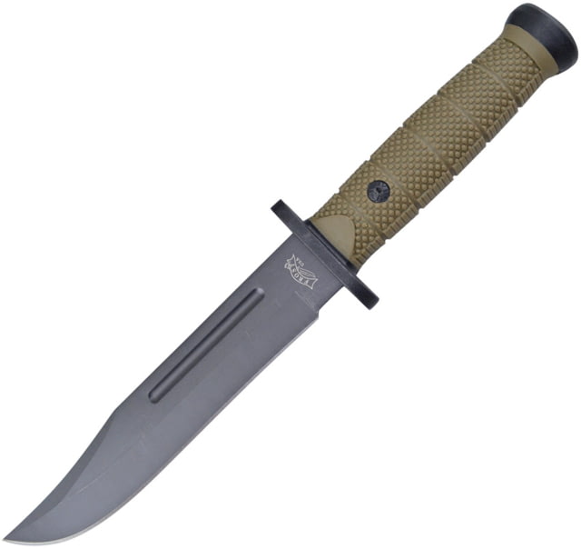 Frost Bowie Green Knife 7" black finish stainless clip point blade OD green rubber handle