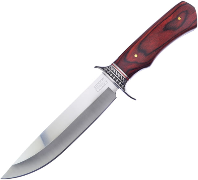 Frost Bowie Knife Sharps Cutlery 7" satin finish stainless blade Brown pakkawood handle - Frost