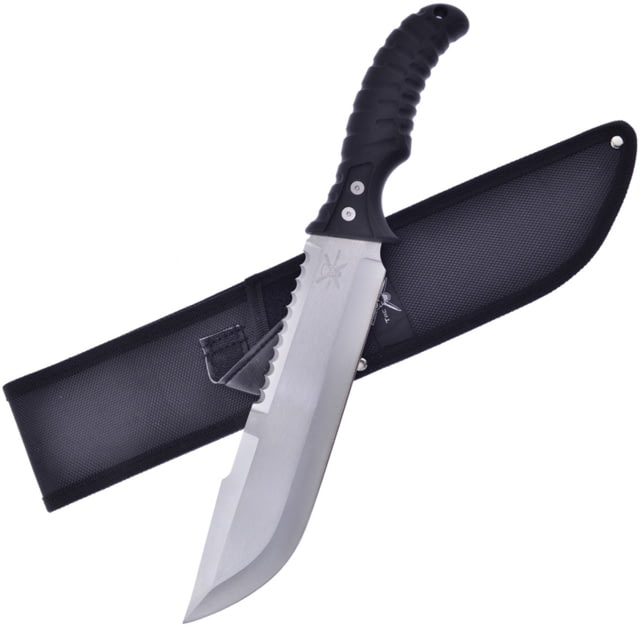 Frost Bowie Knife Tac Xtreme 15in overall 9.25" satin finish sawback stainless blade Black rubberized ABS handle - Frost