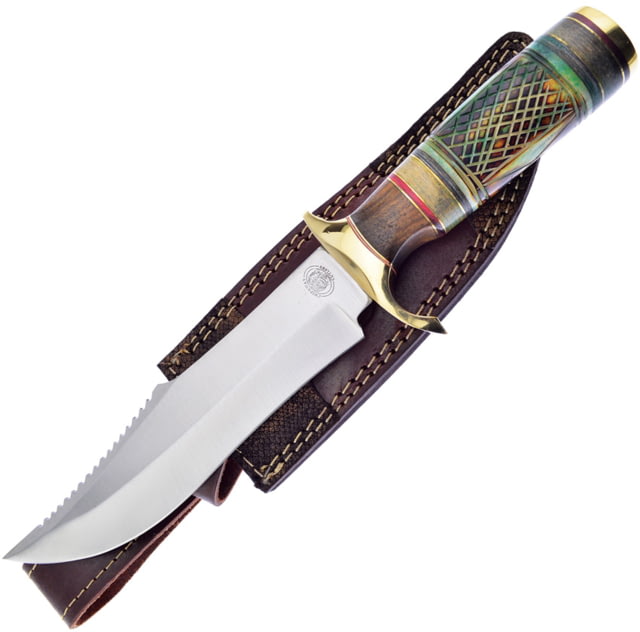 Frost Calm Meadow 7.00 in Fixed Blade Knife Green sculpted bone