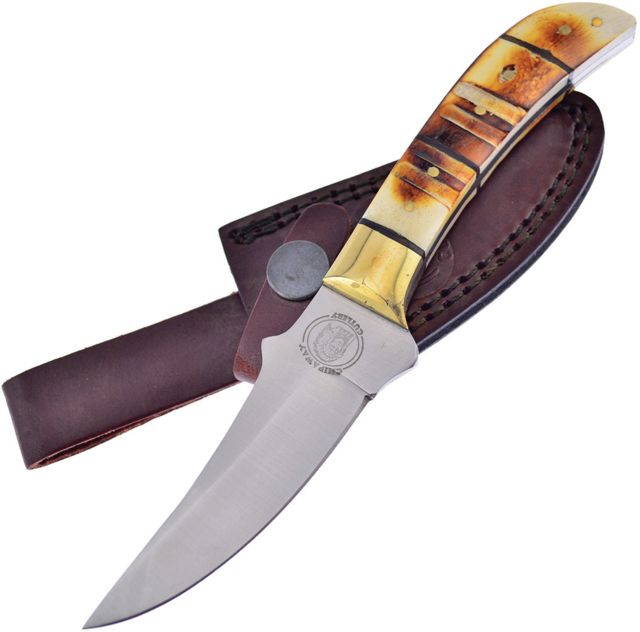 Frost Chipaway Little Pueblo Fixed Blade Knife 3.75in Stainless Steel Standard Edge Satin Bone Handle - Frost