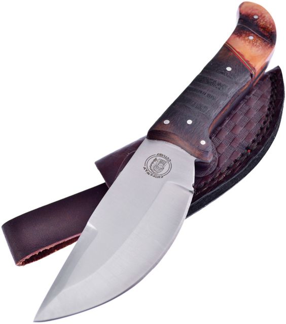 Frost Cochise Spirit Bowie Fixed Blade Knife 4in Stainless Steel Standard Edge Satin Wood and Bone Handle - Frost