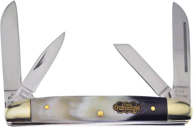 Frost Congress Ox Horn Folding KnifeStainless SteelStandard EdgeClip and SheepsfootMirror PolishOx Horn Handle