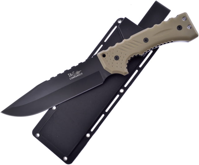 Frost Defender Bowie Sand Knife 13in Overall 7.5in Black Coated Stainless Bowie Blade Sand Plastic Handle Plastic Sheath - Frost