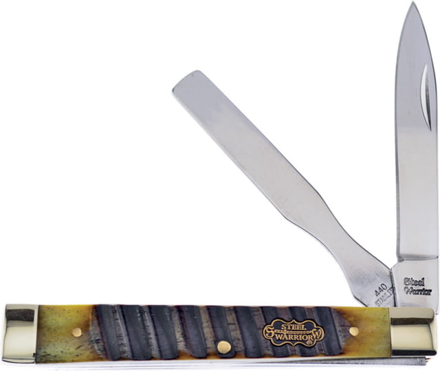 Frost Doctors Knife Chainsaw Mirror finish stainless clip and spatula blades Chainsaw jigged bone handle - Frost