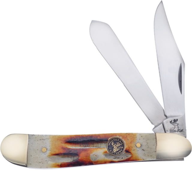 Frost Dog Leg Trapper Second Cut Folding Knife Mirror finish stainless clip and spey blades Second cut bone handle