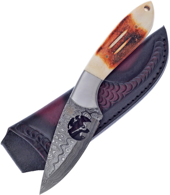 Frost Fixed Blade Damascus Knife 3.75" Damascus steel blade Second cut bone handle - Frost