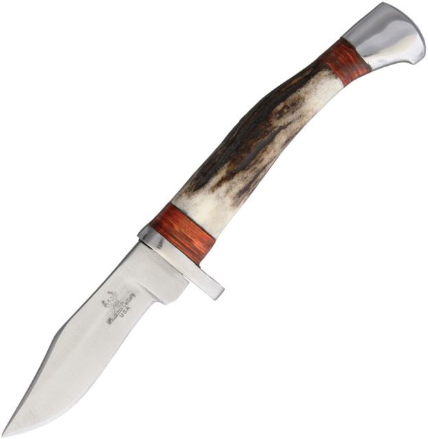 Frost Fixed Blade Deer Stag Fixed Blade Knife 2.5in 440 Stainless Steel Standard Edge Satin Deer Stag Handle - Frost