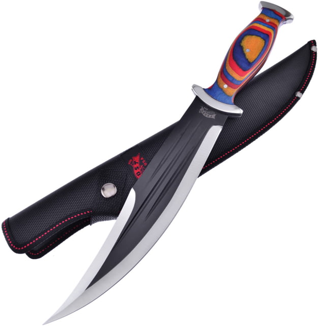 Frost Two-Tone Fixed Blade Knife 15.25in Overall 10in Two-Tone 3Cr13 Clip Point Blade Frostwood Handle Nylon Sheath - Frost
