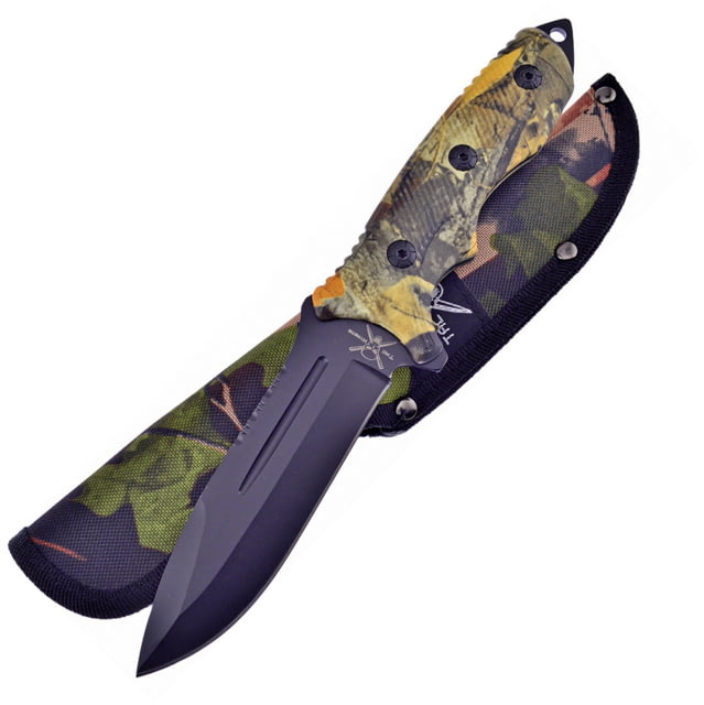 Frost Fixed Blade Knife Tac Xtreme 10.75in overall 5.25" black finish stainless blade Camo ABS handle