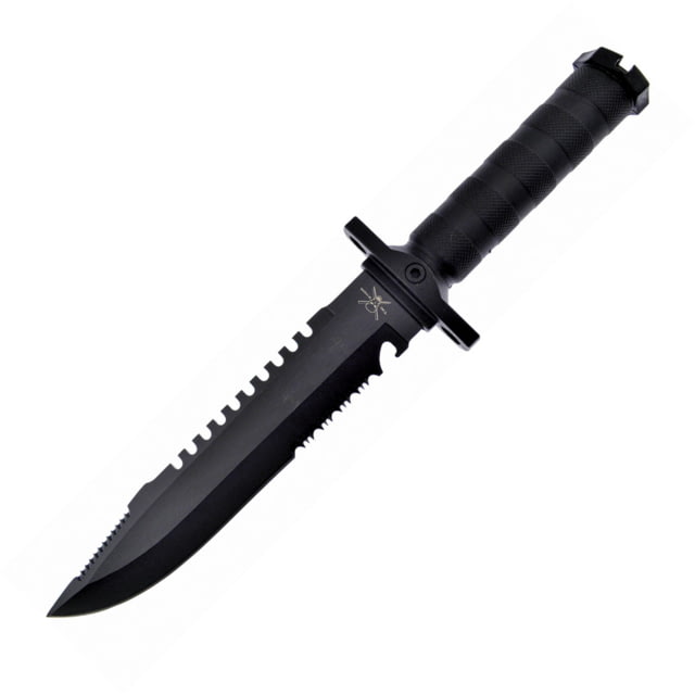 Frost Fixed Blade Knife Tac Xtreme 14in overall 8.5" black finish sawback 3Cr13 stainless clip poi Black rubberized synthetic handle - Frost