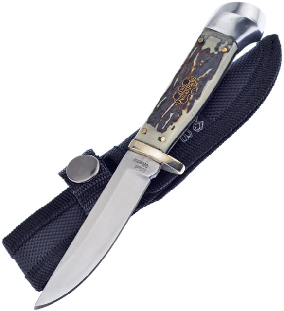 Frost Stag Resin Fixed Blade Knife 6.5in Overall 4in Satin Finish Stainless Blade Stag Bone Resin Handle Nylon Sheath - Frost