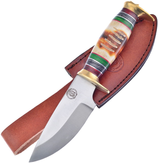 Frost Fixed Blade Torchbone Knife 4.5" satin finish stainless blade Torched bone handle