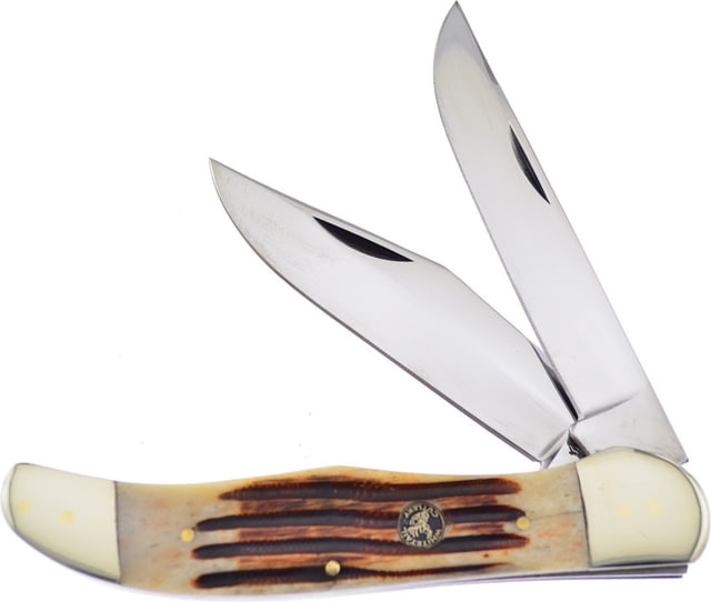 Frost Folding Hunter Second Cut Folding Knife Mirror SS Clip And Skinner Blades Second Cut Bone Handle