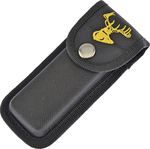 Frost Folding Knife Sheath Embroidered Deer Head On Front Fits 5in Closed Folding Knife Nylon Construction Black - Frost