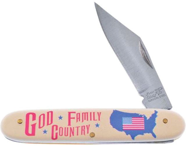 Frost God Family Country Folder Novelty Folding Knife Satin finish stainless clip blade Ivory POM Color handle - Frost