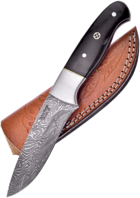 Frost Hunter Knife 4" Damascus steel blade Horn handle