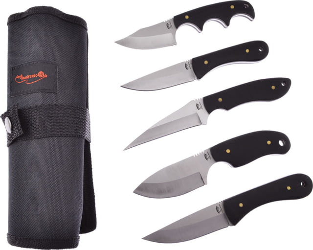 Frost Hunting Knife Set Satin Finish 3Cr13 Stainless Hunter/Skinner Blade Black Pakkawood Handle Nylon Sheath - Frost